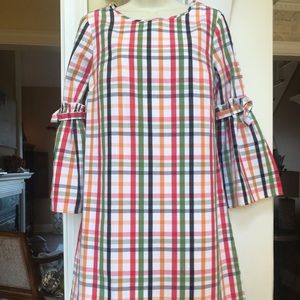 Crown and Ivy colorful plaid/ checked shift style dress Sz XS